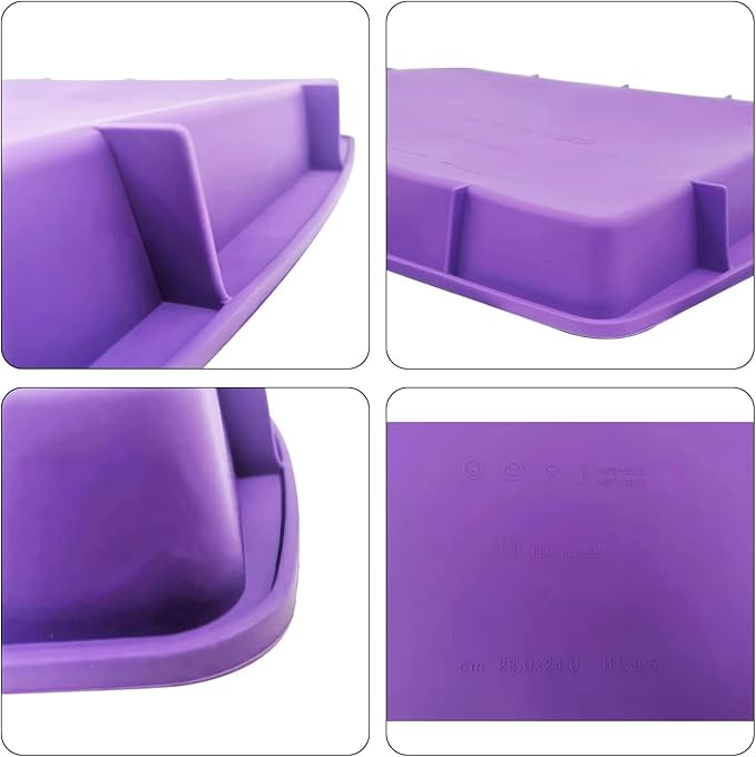 Lmaray 11 x 9.5 Inch Purple Silicone Baking Pan, Safe, Durable, Easy Cleanup, Microwave and Oven Safe, 2 Pieces