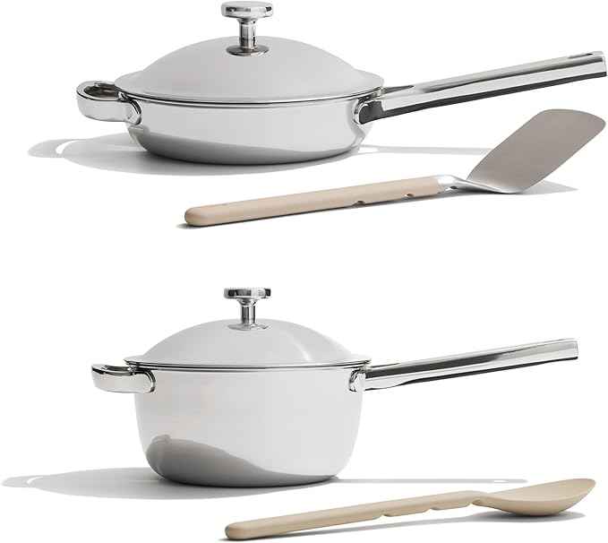Our Place Mini Titanium Pro Cookware Duo | 6-Piece Tri-Ply Titanium Cookware Set with Always Pan Pro & Perfect Pot Pro | Non-Toxic No-Coating Nonstick | Induction & Oven-Safe up to 1000°F | Chrome
