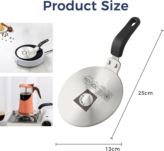 Glass Moka Pot for Stovetop & Induction - Italian Espresso Maker with Wood Handle & Leak-Proof Design - Comes with Induction Heat Diffuser Plate (9 Cup,360ml)