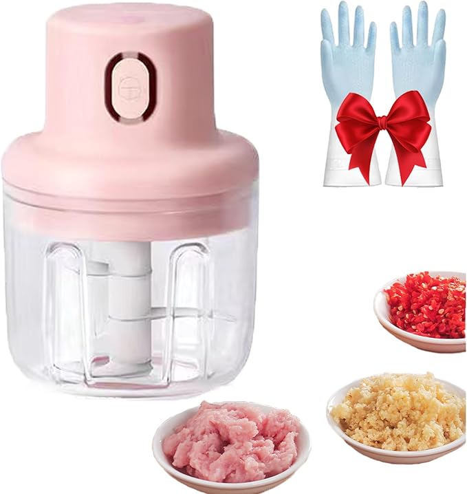 Wireless Food Chopper,Electric Garlic Chopper Cordless With Container For Onion, Garlic,Chili,Fruit,Meat, Rechargeable Kitchen Gadget (8.8 OZ)