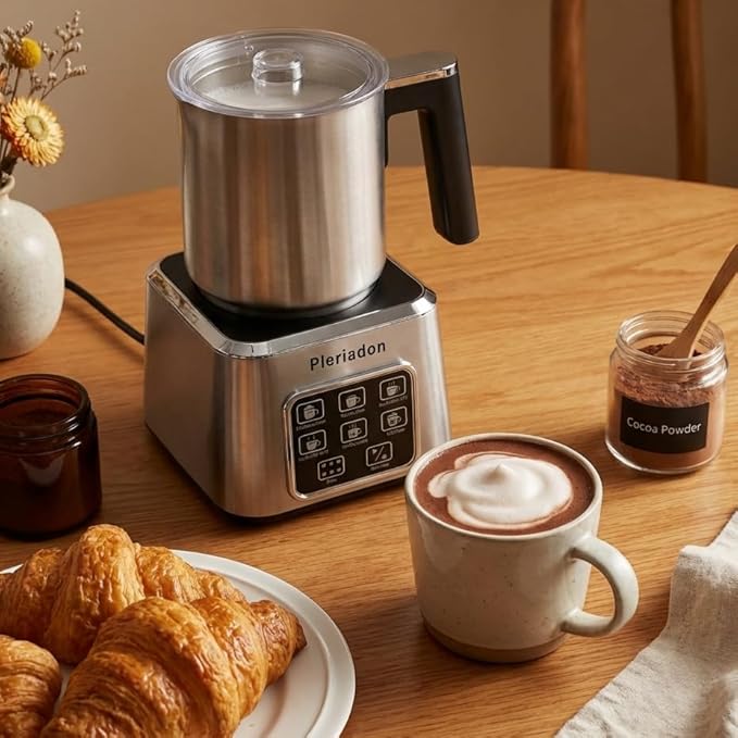 Pleriadon Electric Milk Frother & Steamer – Perfect for Coffee, Lattes, and Hot Chocolate at Home
