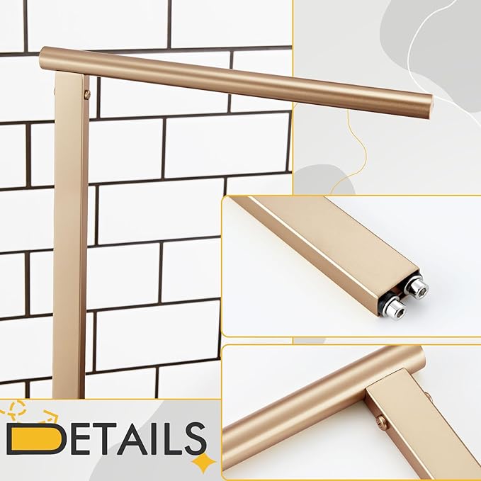 KOKOSIRI Hand Towel Rack Free Stand Towel Holder with Steady Marble Base for Bathroom Vanity Countertop, Champagne Bronze Stainless Steel 15.7'' Height THS0006-CPG