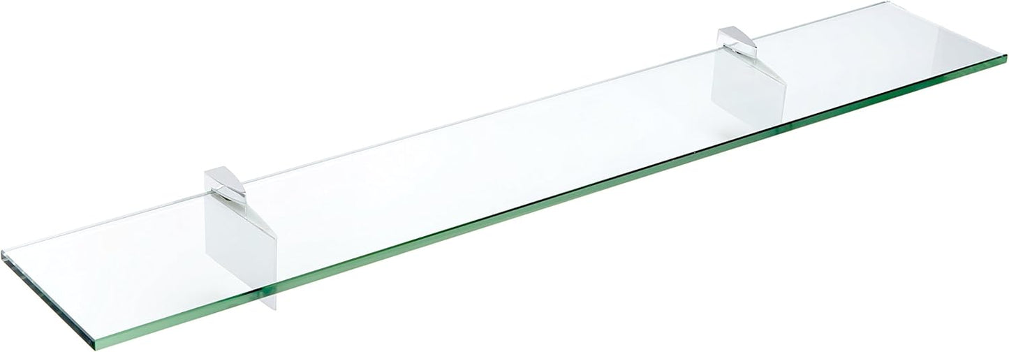 Spancraft Glass R-4.75x18-Chrome Raven Glass Shelf, Chrome, 4.75" x 18"
