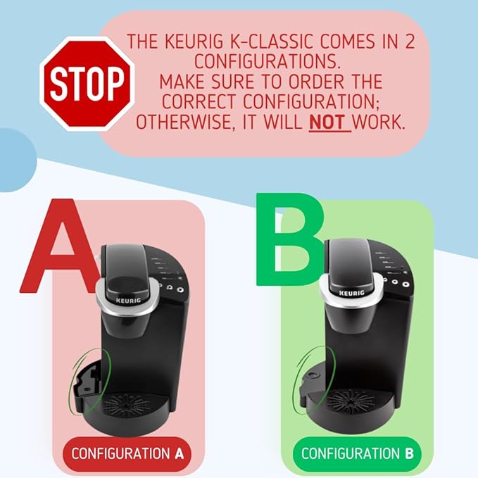 Replacement Water Reservoir Tank for Keurig K-Classic ONLY - CONFIGURATION B. (WILL NOT WORK FOR ANY KEURIG 2.0 MACHINES). ([IMPORTANT: WATCH VIDEO TO VERIFY CONFIGURATION])