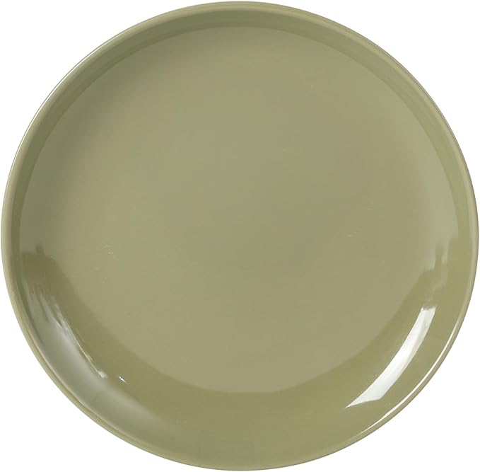 Gibson Home Rockaway 12 Piece Plates and Bowls Matte Outside/Shiny Inside Glaze Service for 4 Dinnerware Set - Green - Dishwasher and Microwave Safe