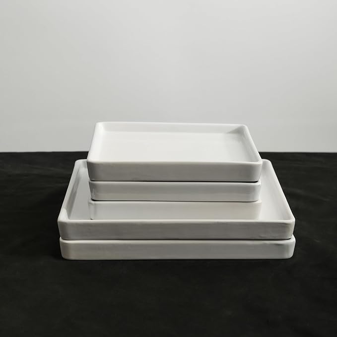 Stone Lain Grace Square Stoneware Dinnerware Set, 12 Piece Service For 4, Plates and Bowls Dish Set, White