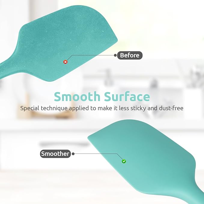U-Taste 11.38" Silicone Baking Spatula: 480ºF Heat Resistant Food Grade Flexible Rubber Kitchen Bowl Scraper, Seamless Pastry Spreader for Mixing Stirring Scraping in Nonstick Cookware (Aqua Sky)