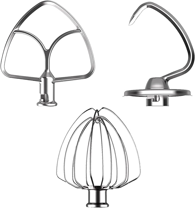 3-Piece Set Mixer Accessories for KitchenAid 4.5QT Tilt-Head Stand Mixers – K45WW, K45DH & K45B Replacement, All Stainless Steel, Dishwasher Safe(Machine/Mixer Not Included)