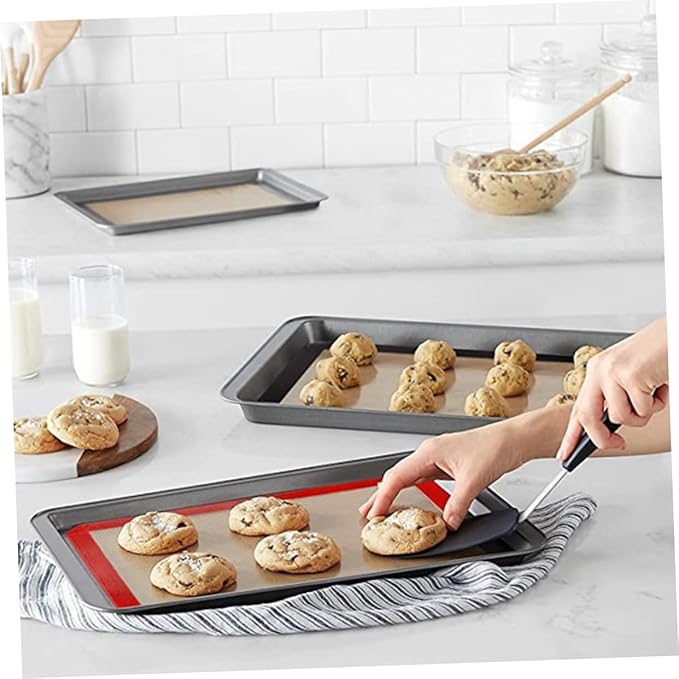 Cabilock 4pcs Silicone Fiberglass Baking Mat Heatproof Oven Mat Nonstick Baking for Cookie Biscuit Pizza Making