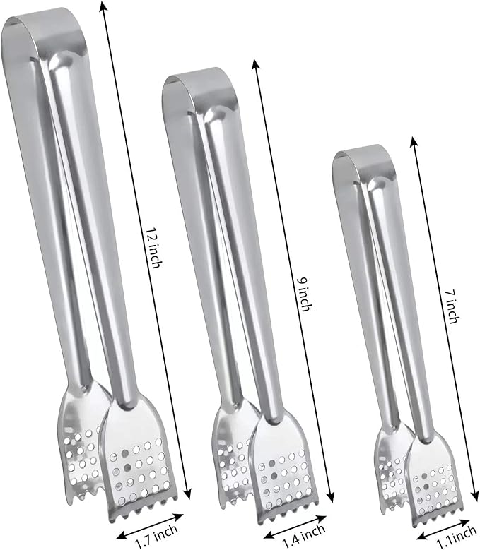 8 Pack 7 Inch Serving Tongs, Kitchen Tongs, Buffet Tongs, Stainless Steel Food Tong Serving Tong