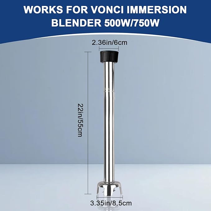 VONCI 22inch Commercial Immersion Blender Detachable Shaft, 500W & 750W Compatible, Stainless Steel Removable Shaft.