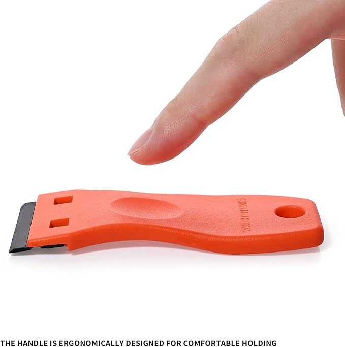 EHDIS 1.5" Plastic Razor Scraper Tool with 10pcs Double Edged Blades for Adhesive Remover,Removing Labels Stickers Decals Taping on Glass Windows(Orange)