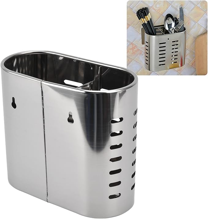Fdit Household Wall Mount Utensil Drying Racks,Cooking Utensil Holder Flatware Hanging Organizer Drying Racks with Hollow Design for Spoons Knives Forks Chopsticks
