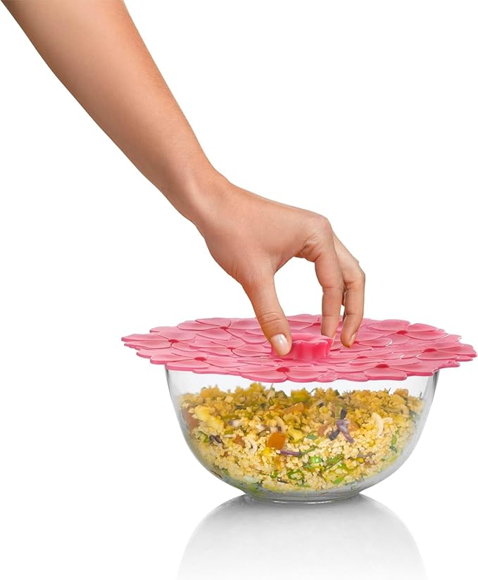 Charles Viancin Silicone Lids - Geranium Silicone Bowl Covers/Airtight Universal Pan Lids (9 Inch Light Pink)