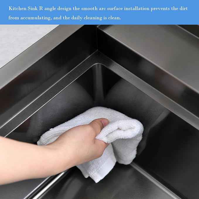 30 Inch Black Drop In Kitchen Sink Workstation with Glass Rinser -VOKIM 30x22 Drop In sink Workstation Stainless Steel 16 Gauge Deep Single Bowl Kitchen Sink