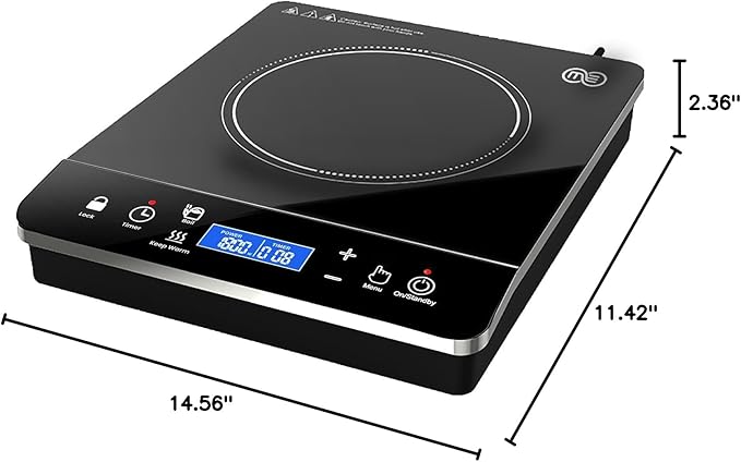 OMEO Portable Induction Cooktop Hot Plate Countertop Burner 1800 Watts Induction Burner with LCD Sensor Touch, LED Display, 10 Temperature Levels, Child Safety Lock, Auto Shutoff Function