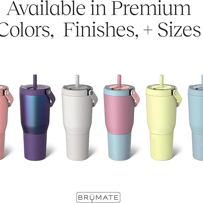 BrüMate Resa 35oz 100% Leakproof Travel Tumbler with Handle & Straw | Flexible SoftSip Straw | Silicone Sleeve for Durability | Stainless Steel | Cup Holder & Travel Friendly Water Bottle (Pineapple)