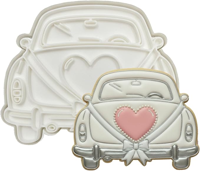 Wedding Cookie Cutters Cutter Wedding Car Molds 3.5" with Plunger Stamps Baking Dough Tools Cake Shapes PLA Accessories for Birdesmaid Decorative Party Kitchen Supplies