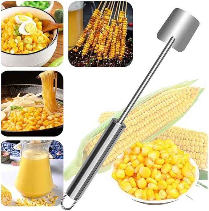 Corn Peeler for Corn on the Cob,Long Handle Stainless Steel Corn Cob Stripper Tool,Corn Kernel Remover Tool for Home Kitchen (Peeler with Hook)