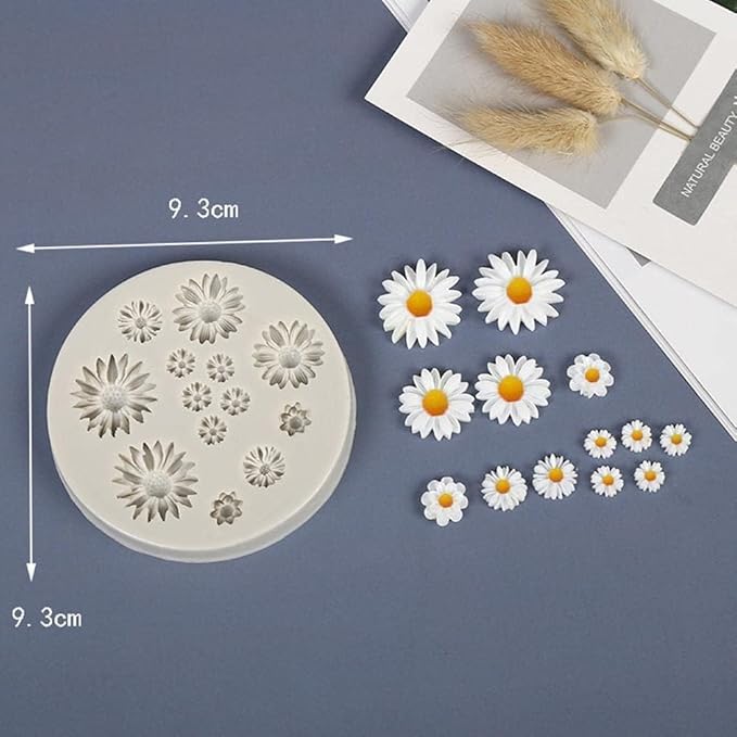 Gray Cute Flower Silicone Daisy Molds Fondant Candy Chocolate Cupcake Topper Fudge Polymer Clay Candy Making Supplies Pastry Baking Molds