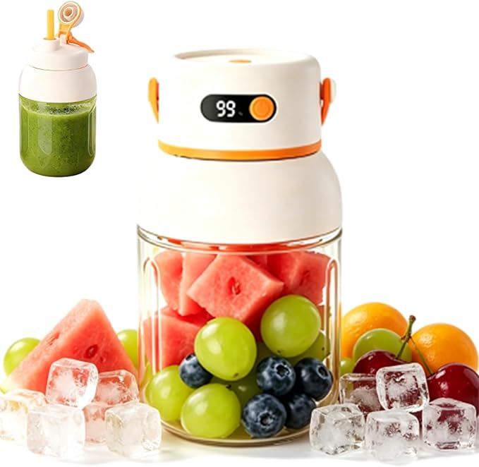 Portable Electric Juicer Cup with Zero Cord Hassle, USB-C Rechargeable Personal Blender, Leakproof Personal Portable Juicer Blender for Gym, Office, Travel and Outdoors (1200ml)