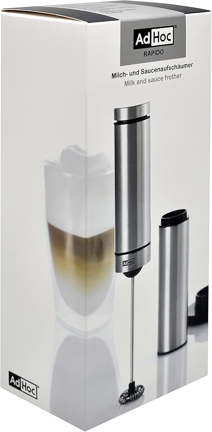 AdHoc Rapido Automatic Milk and Sauce Frother, Stainless Steel and Black