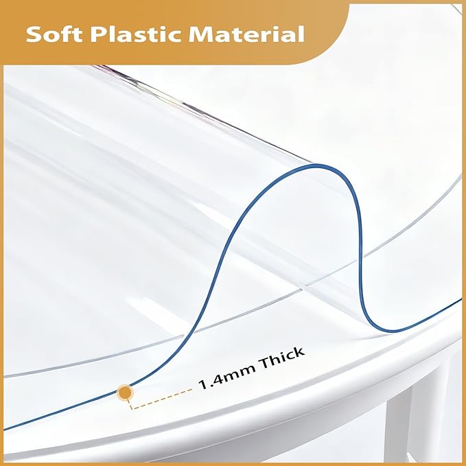 Round Clear Table Cover Protector 36 Inch - 2mm Thick Waterproof PVC Furniture Protective Pad for Dining Room Tabletop