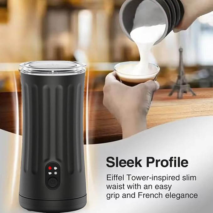 Milk-Frother, 4-in-1 Milk-Steamer-and-Frother, Hot & Cold Foam Milk Warmer with Temperature Control, Auto Shut-Off Frothers for Coffee, Latte, Cappuccino, Macchiato