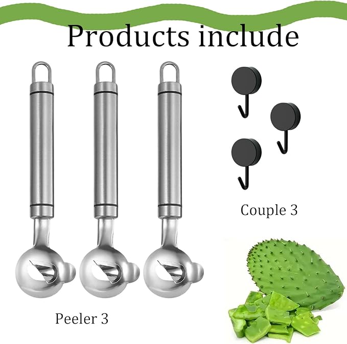 Multi functional Cactus peeler, Multi functional stainless steel peeler, spoon shaped design convenient and easy to use suitable for peeling fruits and vegetables with hook (3)