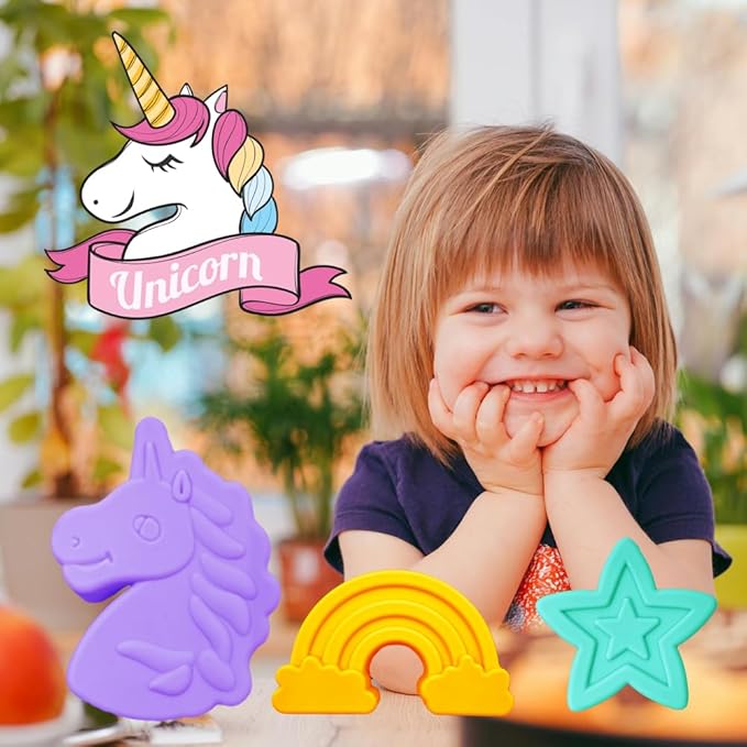 2 Pack Unicorn Molds Silicone 4 Cavity 3D Big Cartoon Themed Baking Mould Tray with Mermaid Rainbow Star for Baby Shower Birthday Party Chocolate Cake Mousse Pastry Soap Crayons Cupcake Topper
