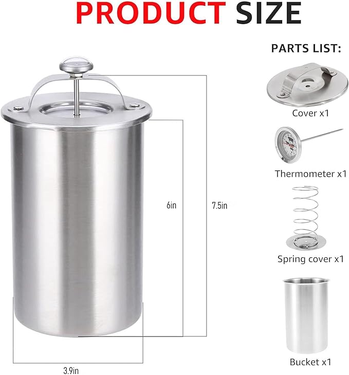 Stainless Steel Ham Maker Meat Press with Thermometer,Homemade Lunch Meat Maker Mold with Spring-Loaded Platen for Cold Cuts, Meatloaf, and Sandwich Making