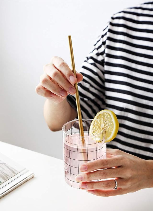 Reusable Gold Metal Straws 100Pack in Bulk Order. 8.5inch Long Stainless Steel Straight Straws.NiceCaTeLe 215mm Drinking Straws for Yeti Trail Tumblers (8.5" Long, Gold-100pcs Straight)