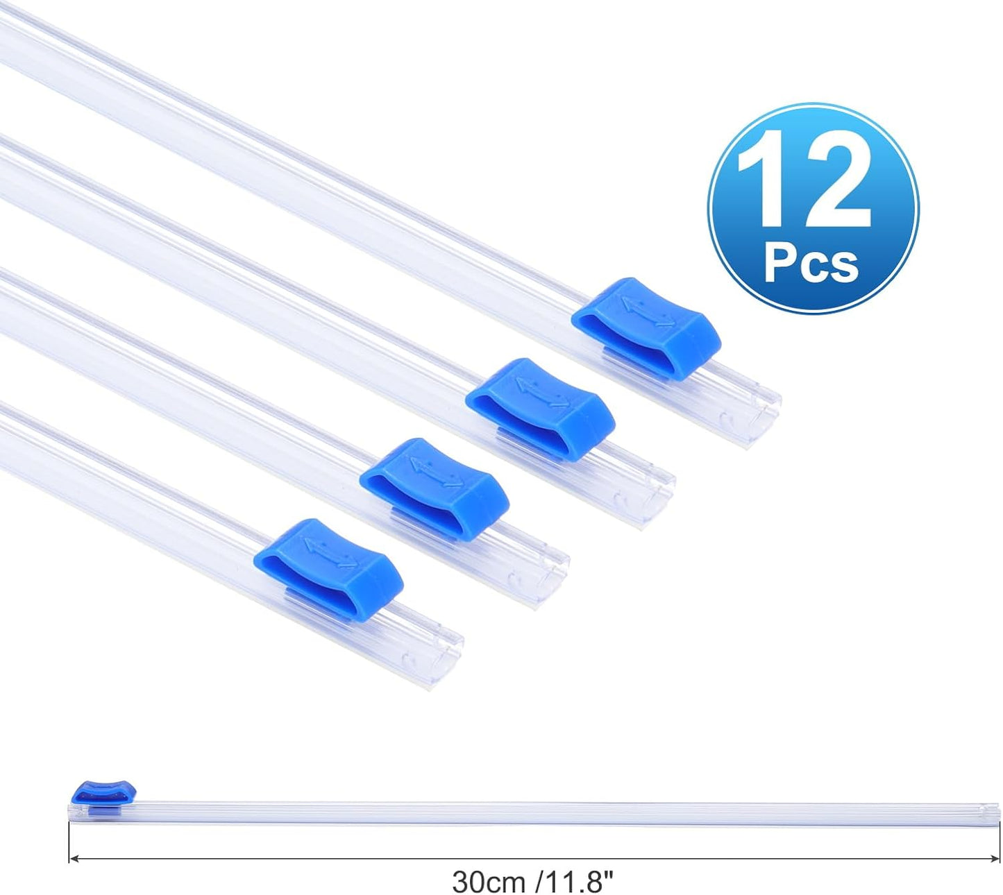 PATIKIL 12pcs Plastic Wrap Cutter, 12in Plastic Wrap Slide Cutter Self Adhesive Installation Replacement for Aluminum Foil Wax Paper Parchment Paper Wrap Dispenser, Blue