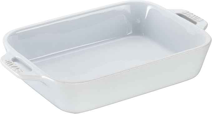 STAUB Ceramic 4-pc Baking Pans Set, Casserole Dish with Lid, Brownie Pan, White