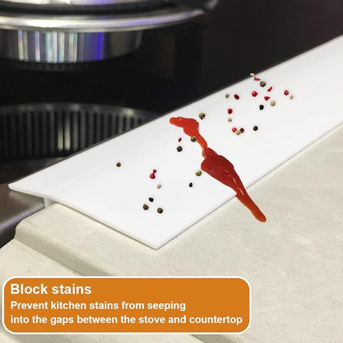KindGa Foldable Stove Gap Filler Kitchen Counter Range Guards 25inch,Silicone Stove Gap Covers Electric Stoves Gap Filler Oven Side Sealing Strip Between Countertop and Stovetop Pack 2 (White)