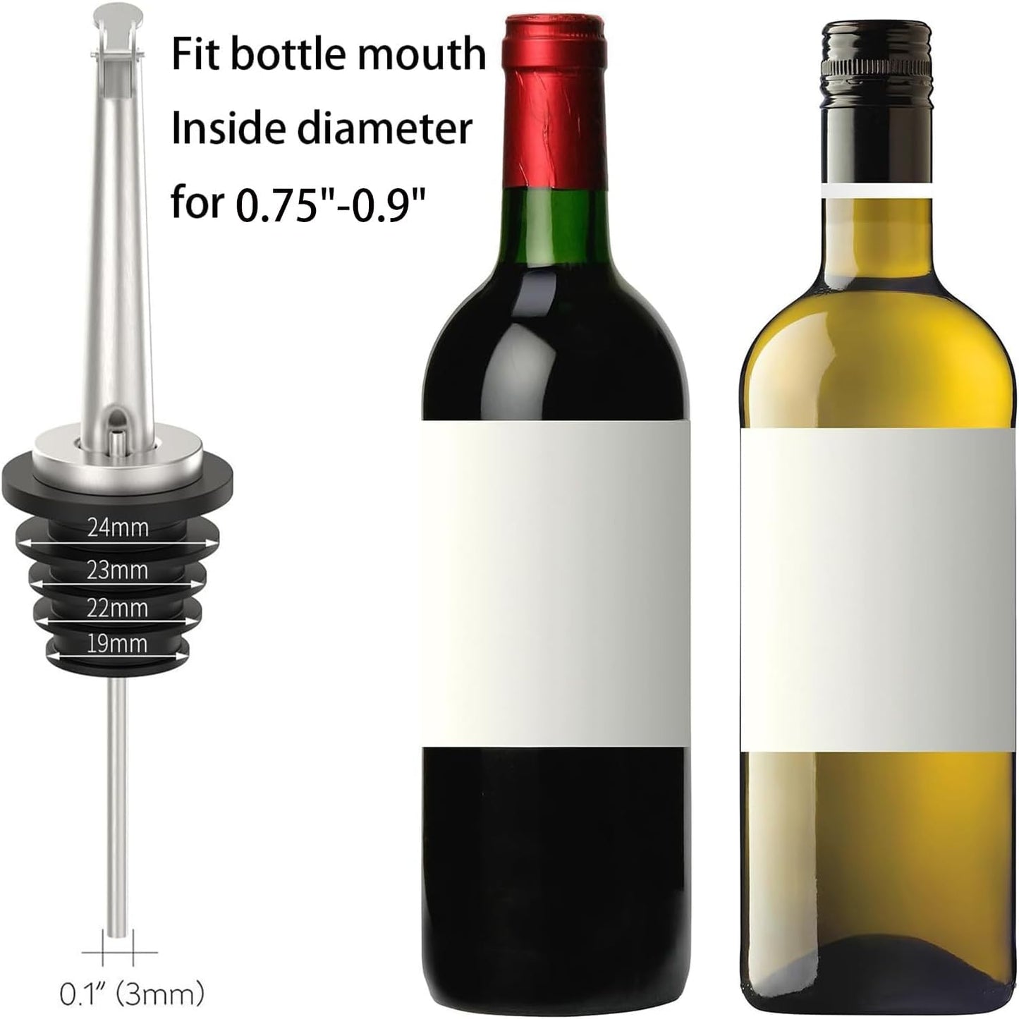 Axe Sickle 12 Pcs Oil Spout Liquor Bottle Pourer Spouts Stainless Steel Speed Pour Spouts Olive Oil Dispenser Spout with Flip Top for About 3/4"" Bottle Mouth