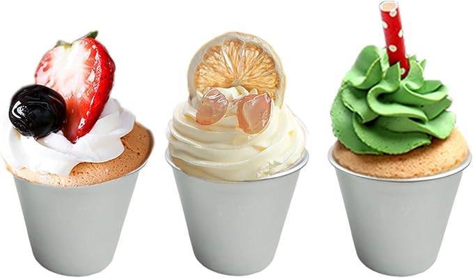 6 Packs Popover Pan， Large Individual Muffin Mold, Aluminium Pudding Cup, Chocolate Molten Mould, Raspberry Souffle Baking Maker, Brownie Tumbler -for Pie, Egg Tart, Cake (Size 3.4"x 3.2")