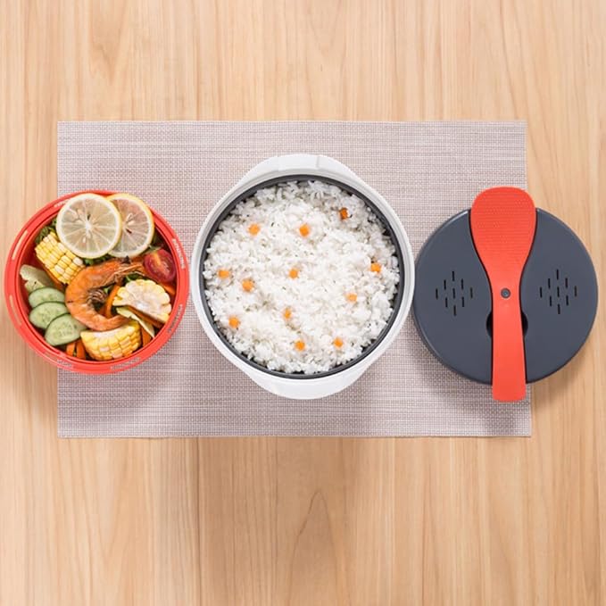 Microwave Rice Cooker Steamer, Microwave Pasta Cooker with Strainer, 2 L Microwave Cookware Set for Rice, Pasta, Vegetables, Quinoa, Oatmeal, Ramen Non stick (orange+Steamed vegetable plate)