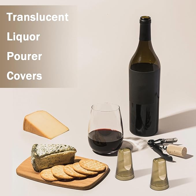 Chengu 80 Pieces Liquor Bottle Covers Pour Spout Covers Bar Toppers for Bottles Universal Pour Dispenser Dust Translucent Silicone Rubber Spout Caps for Bar Home Kitchen Tools Supplies (Champagne)