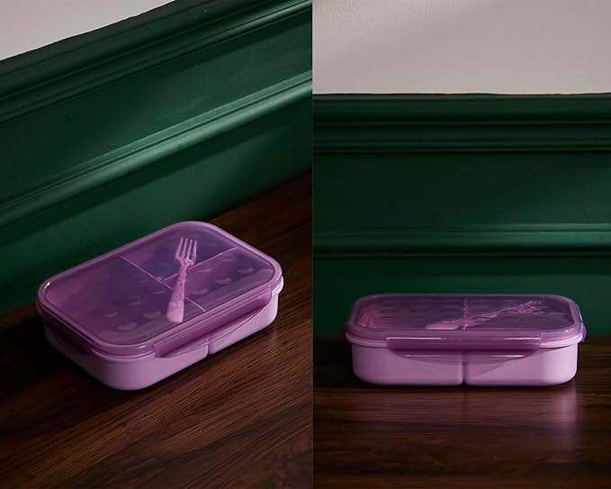 SEVENY Bento Box Adult Lunch Box,Ideal Leak-Proof Lunch Box for Women,BPA-Free Natural Wheat Fiber Material,Reusable Meal Prep Container for Body Builders Purple
