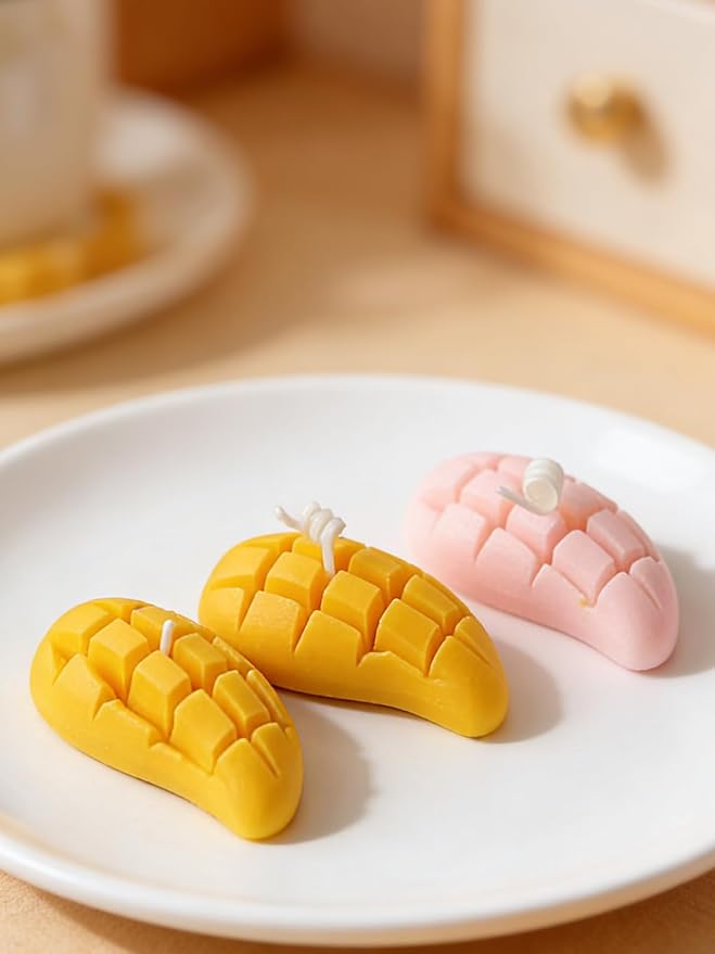 Mango Silicone Mold – 2 Pieces Mangos Slice Silicone Fruit Mold for Chocolate, Candy, Fondant, Candle, Soap, Resin & Cake Decor, 3D DIY Baking Tool for Parties & Gifts (Mango)