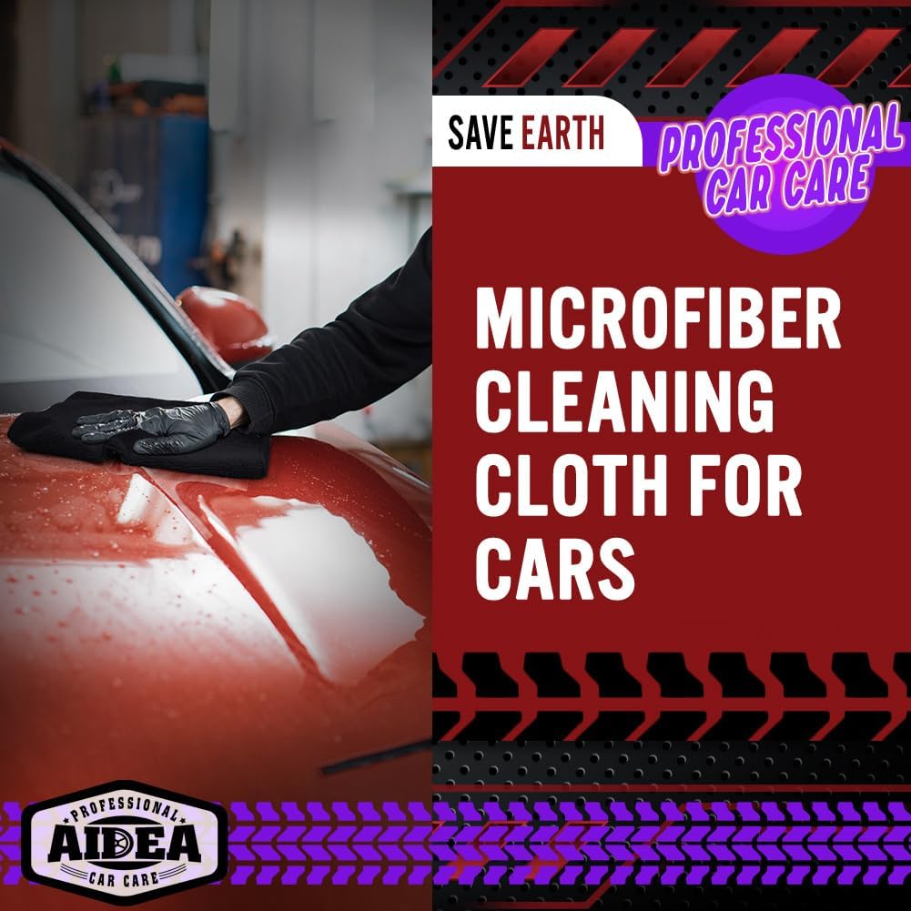 AIDEA Microfiber Cleaning Cloth Black 150PK, Microfiber Towels for Cars, Premium Car Cloths, Dusting Cloth Lint Free Cleaning Rags for SUVs, House, Kitchen, Window, Workshops,12×12"