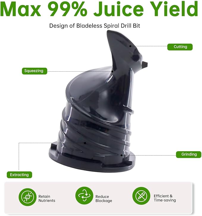 Cold Press Juicer, 92% High Nutrient Retention Slow Masticating Juicer with Wide 4.25" Chute & Reverse Function, Low Heat Oxidation, Easy Clean Quiet Motor, Silver