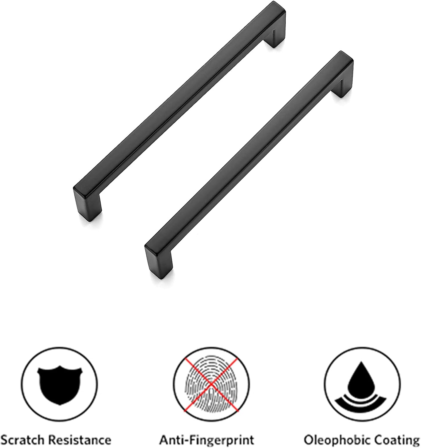 Ravinte 20 Pack 5 Inch Hole Center Solid Slim Square Pulls Matte Black Kitchen Cabinet Handles Square Bar Drawer Handles Flat Black Drawer Pulls for Cupboard Dresser and Cabinets