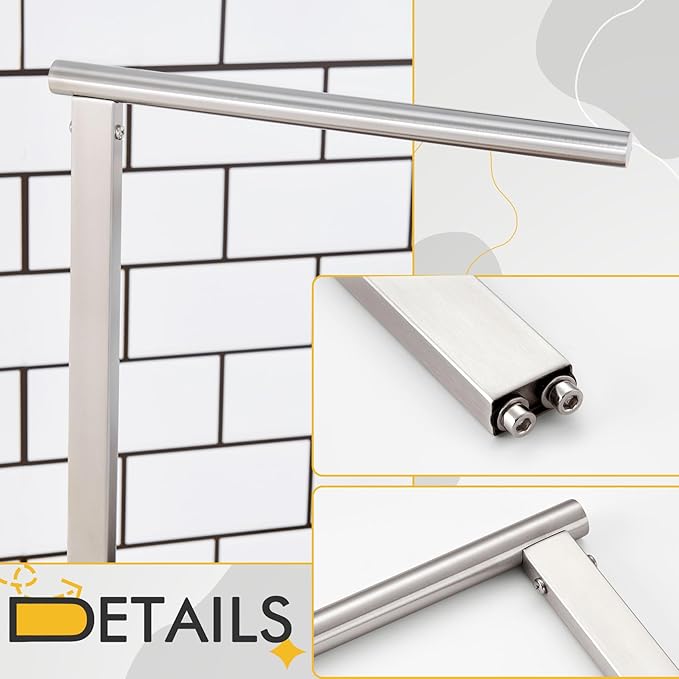 KOKOSIRI Hand Towel Holder Standing Towel Rack with Steady Marble Base for Bathroom Vanity Countertop, Brushed Stainless Steel 15.7'' Height THS0006-BR