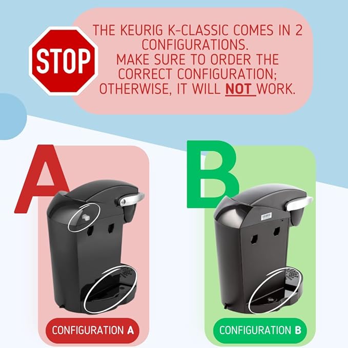 Replacement Water Reservoir Tank for Keurig K-Classic ONLY - CONFIGURATION B. (WILL NOT WORK FOR ANY KEURIG 2.0 MACHINES). ([IMPORTANT: WATCH VIDEO TO VERIFY CONFIGURATION])