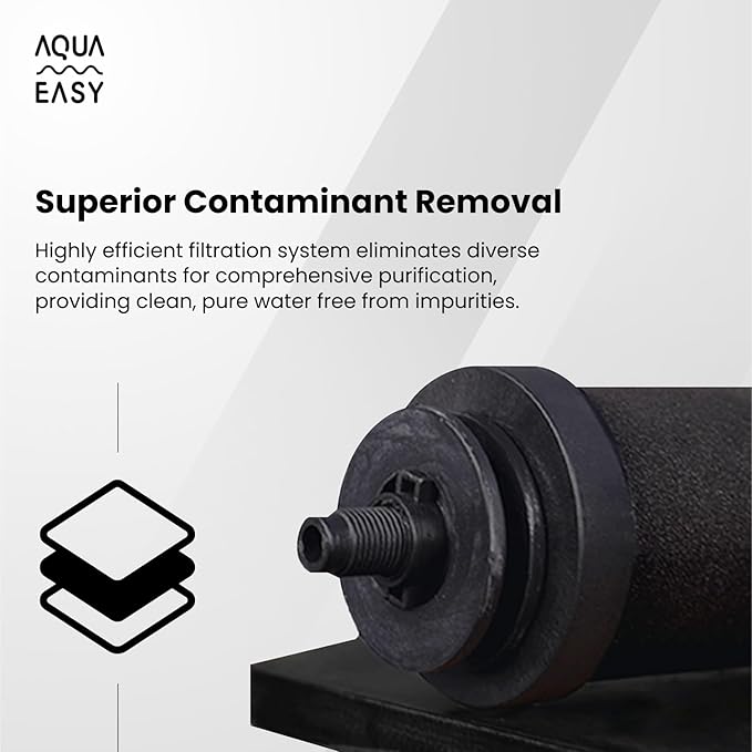 AquaEasy Go Stainless Steel 50 Cup Water Filter Dispenser, Extra Large Capacity, Powerful Fast 99% Filtration, Lasts 250 Gallons or 6 Months. Compact Water Filter Dispenser (Glossy)