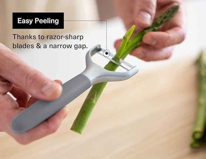 Misen Stainless Steel Vegetable Peeler - Dishwasher Safe Y Peeler - Easy to Use with Potatoes, Cabbage, Carrots, and More - Progessional Grade Kitchen Tool - Gray