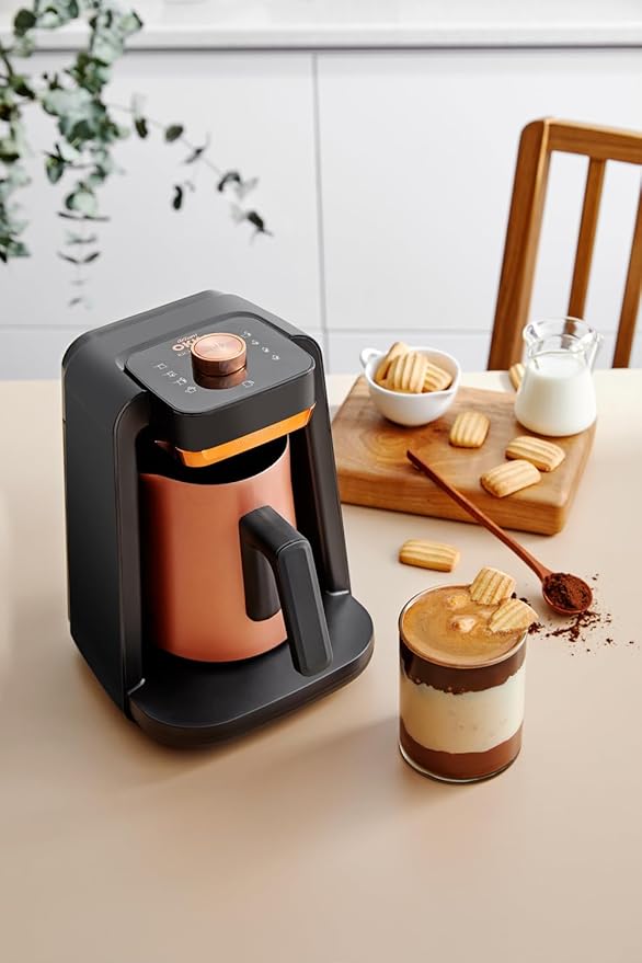 Arzum Okka Rich Spin Pro Turkish Coffee and Hot Beverage Maker, Velvetiser, Milk Frother, 120V, 5 Cups, Stainless Steel Cooking Pot, Copper