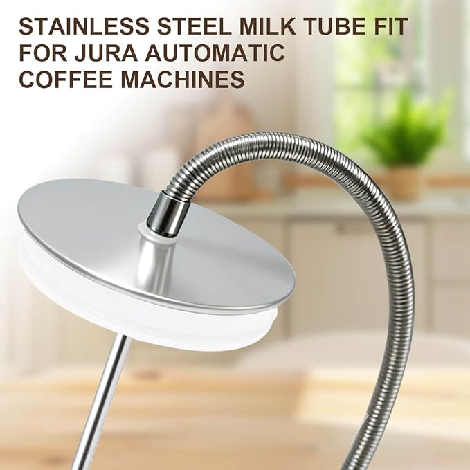 Glass Milk Container with Stainless Steel Milk Pipe Casing and HP3 Adapter Compatible with Jura Coffee Machine Models E8, S8, Z8, Z6 (16.9oz)，Replaceable for 72570